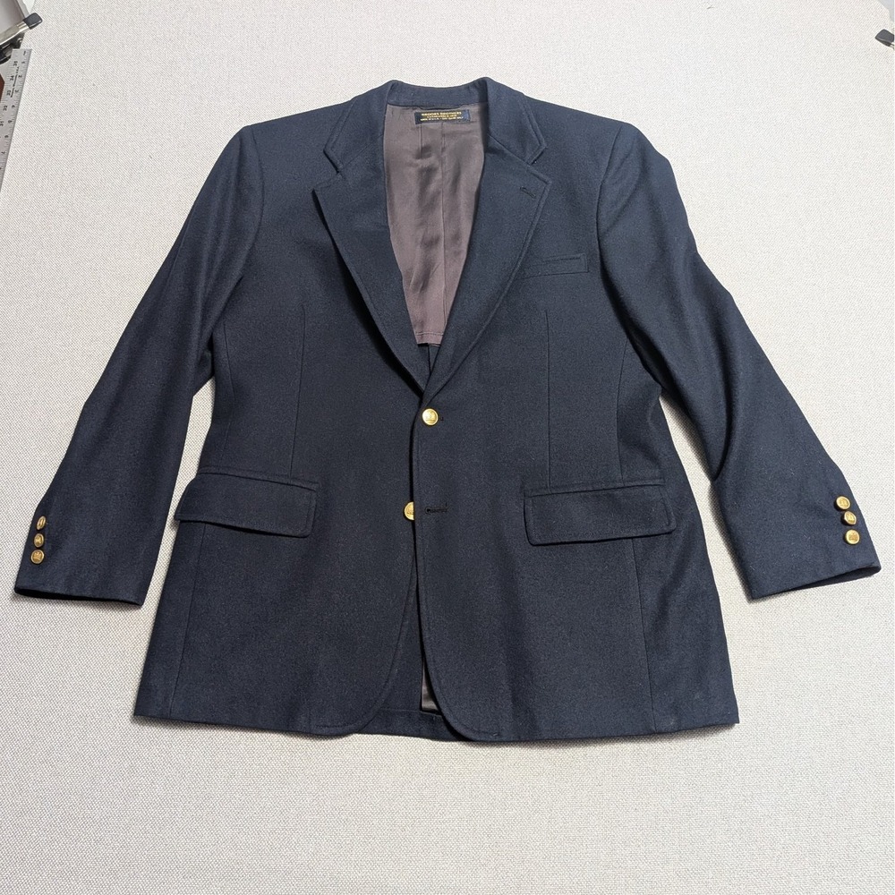 Brooks Brothers Blazer Men's 44R Navy Blue Wool Gold Buttons USA Union